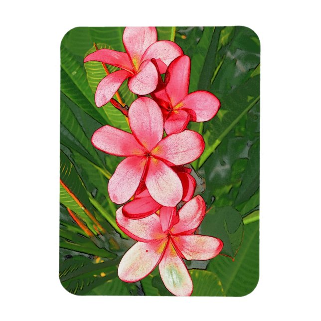 Magnet Flexible Art de Frangipanier Tropical Rose (Vertical)