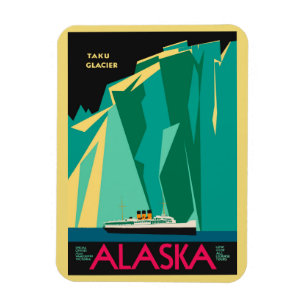 Magnet Flexible Art de l'affiche de voyage vintage de l'Alaska, gl