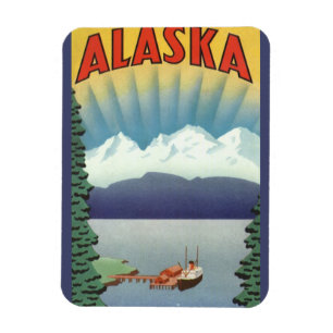 Magnet Flexible Art de l'affiche de voyage vintage en Alaska, Pays