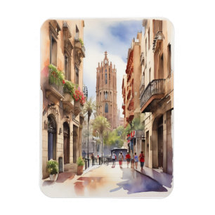 Magnet Flexible Art de l'aquarelle de Barcelone