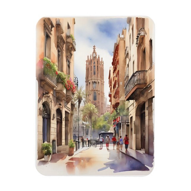 Magnet Flexible Art de l'aquarelle de Barcelone (Vertical)