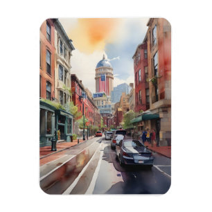 Magnet Flexible Art de l'aquarelle de Boston