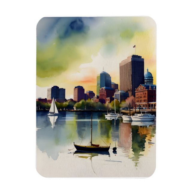 Magnet Flexible Art de l'aquarelle de Boston (Vertical)