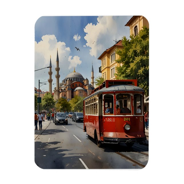 Magnet Flexible Art de l'aquarelle d'Istanbul (Vertical)