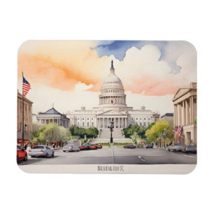 Magnet Flexible Art de l'aquarelle Washington DC