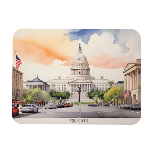 Magnet Flexible Art de l'aquarelle Washington DC (Horizontal)