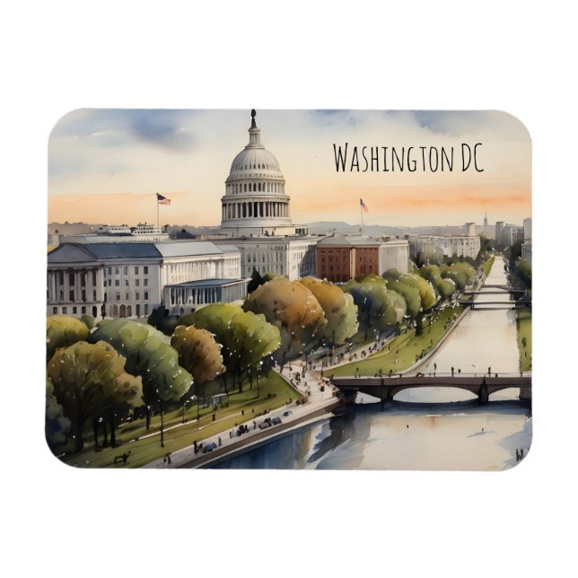 Magnet Flexible Art de l'aquarelle Washington DC (Horizontal)