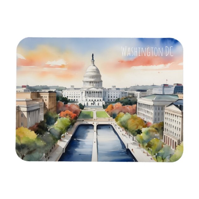 Magnet Flexible Art de l'aquarelle Washington DC (Horizontal)
