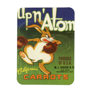Magnet Flexible Art de l'étiquette vintage Lapin de boxe, Carottes