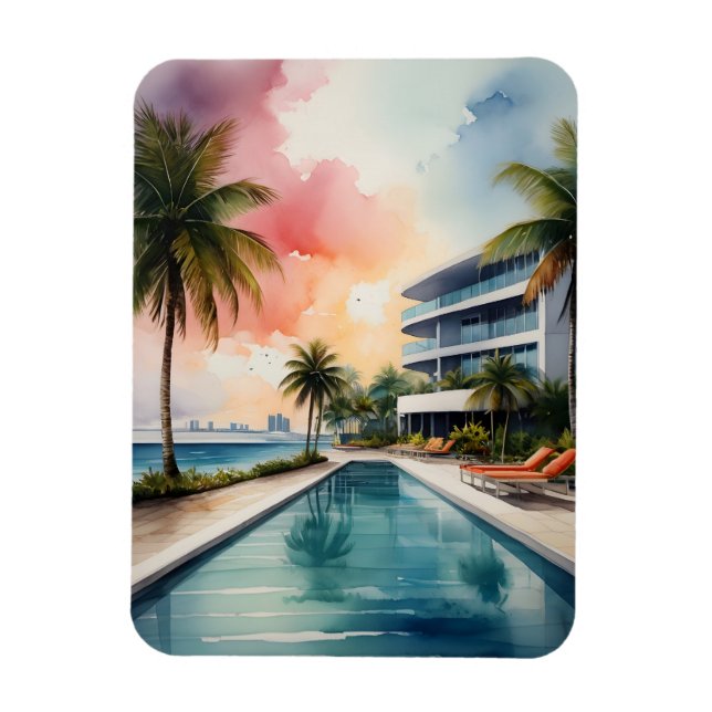 Magnet Flexible Art de Miami aquarelle (Vertical)