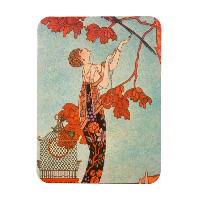 Magnet Flexible Art Déco vintage, Oiseau de Flighty par George Bar (Vertical)