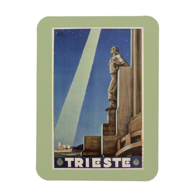 Magnet Flexible Art Déco vintage Trieste affiche de voyage italien (Vertical)