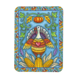 MAGNET FLEXIBLE ART FOLK TURQUIE, COULEURS DE THANKSGIVAL SAISONNI