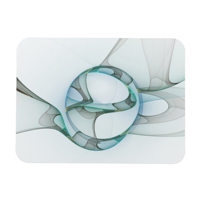 Magnet Flexible Art fractal abstrait moderne bleu turquoise gris (Horizontal)