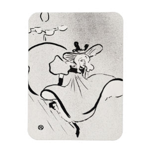 Magnet Flexible Art noir et blanc Jane Avril par Toulouse Lautrec
