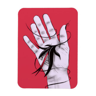 Magnet Flexible Art Noir - Main Avec Monstre - Rouge Noir Gothique