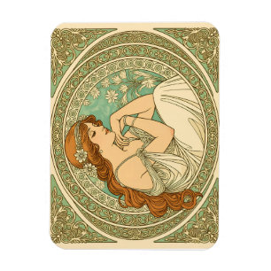 Magnet Flexible Art nouveau romantic illustration white flowers