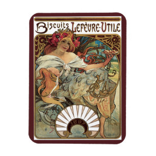 Magnet Flexible Art Nouveau vintage, Biscuits par Alphonse Mucha