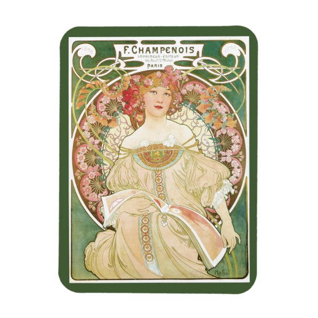 Magnet Flexible Art Nouveau vintage, Champenois par Alphonse Mucha (Vertical)