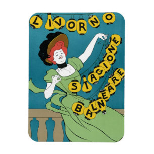 Magnet Flexible Art Nouveau vintage, Livorno Señorita dansant