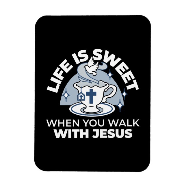 Magnet Flexible Art Vivant Fidèle - Teacup avec Croix et Dove (Vertical)