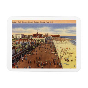 Magnet Flexible Asbury Park NJ, Boardwalk, Casino, années 50 Vint