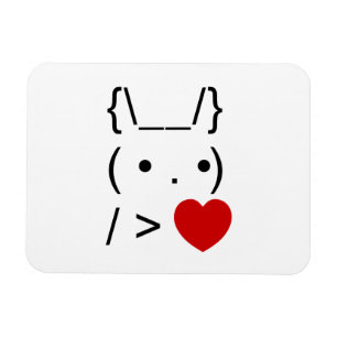 Magnet Flexible ASCII Texte Art Lapin Lapin Donner Coeur