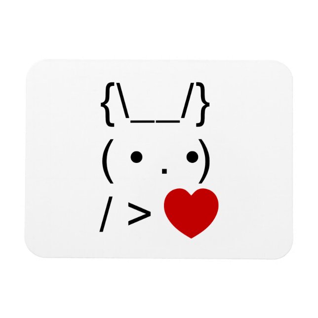 Magnet Flexible ASCII Texte Art Lapin Lapin Donner Coeur (Horizontal)