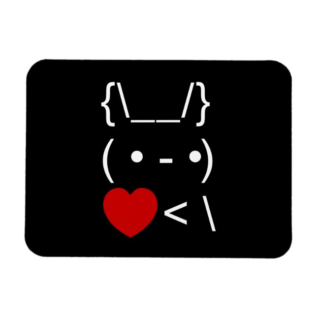 Magnet Flexible ASCII Texte Art Lapin Lapin Reprendre le coeur (Horizontal)
