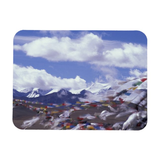 Magnet Flexible Asie, Chine, Tibet, col de Tangla. Drapeaux de pri (Horizontal)