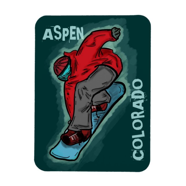 Magnet Flexible Aspen Colorado snowboard rectangle magnétique (Vertical)