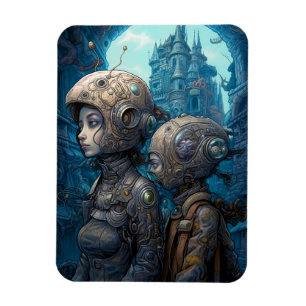 Magnet Flexible Astronaut Girls Surreal Science Fiction