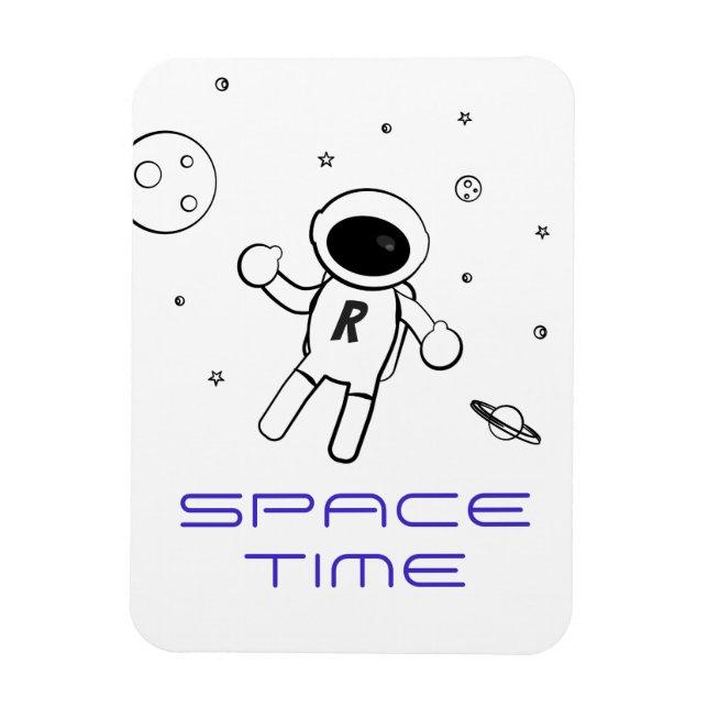 Magnet Flexible Astronaute dans l'espace - Dessin en noir et blanc (Vertical)