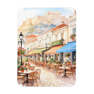 Magnet Flexible Athènes charmant Grèce Rue Aquarelle
