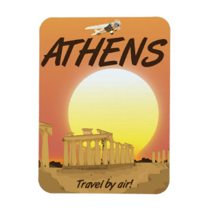 Magnet Flexible Athènes "Voyage par avion" Coucher de soleil doré