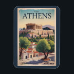 Magnet Flexible Athens Grèce Illustration Voyage Art Vintage<br><div class="desc">Athènes design de voyage vectoriel rétro. La ville est encore dominée par des monuments du Vème siècle avant JC,  dont l'Acropole,  une citadelle au sommet d'une colline surmontée de bâtiments anciens comme le temple colonné du Parthénon.</div>