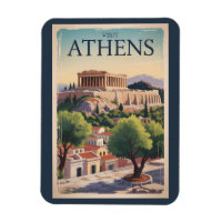 Athens Grèce Illustration Voyage Art Vintage