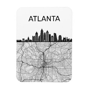 Magnet Flexible Atlanta Georgia City Skyline avec carte