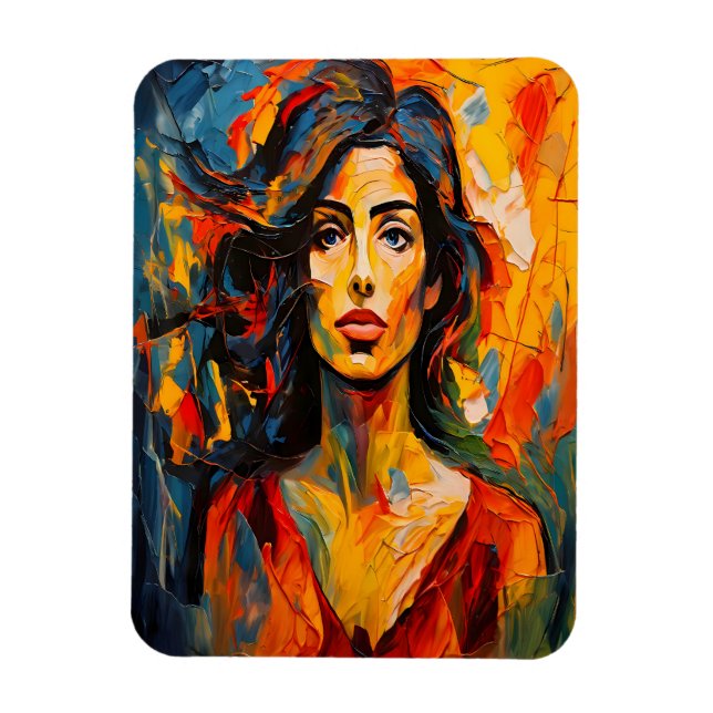 Magnet Flexible Audacieuse Expressionniste Femme Portrait Abstrait (Vertical)