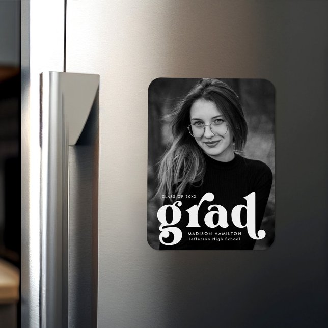Magnet Flexible Audacieuse Typographie blanc Diplôme photo (Créateur téléchargé)