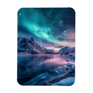 Magnet Flexible Aurora Borealis au-dessus du paysage des montagnes