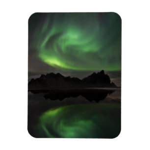 Magnet Flexible Aurores boréales   Plage de Vestrahorn Hofn, Islan