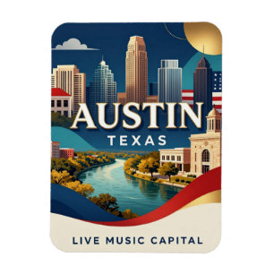 Magnet Flexible Austin Texas Musique Vivante Voyage Patrimoine