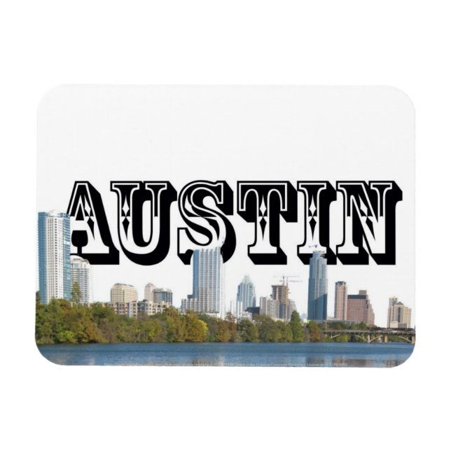 Magnet Flexible Austin Texas Skyline avec Austin dans le ciel (Horizontal)