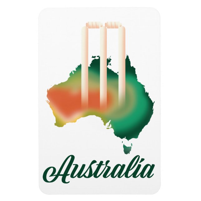 Magnet Flexible Australie Carte du cricket. (Vertical)