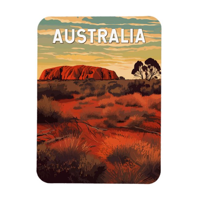 Magnet Flexible Australie Illustration Travel Art Vintage (Vertical)
