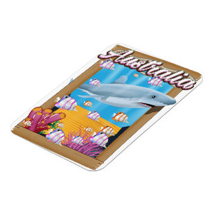 Magnet Flexible Australie poster de voyage de requins sous-marins