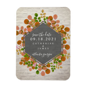 Magnet Flexible Automne Botanique Mariage En Briques Enregistrer L