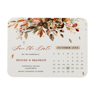 Magnet Flexible Automne Feuilles Rustique Pays Enregistrer la date