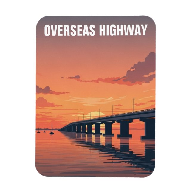Magnet Flexible Autoroute d'outre-mer Key West Floride Voyage (Vertical)